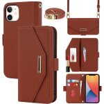 Kal - coque compatible avec iphone 12 mini etui avec cordon, flip portefeuille etui cuir, [5 porte cartes][mir ...