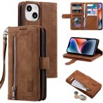 Kal - coque pour iphone 13 mini 5. 4 inch, etui en cuir pu portefeuille r�tro antichoc flip case anti ...