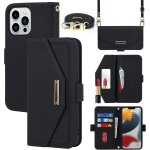 Kal - coque compatible avec iphone 13 pro etui avec cordon, flip portefeuille etui cuir, [5 porte cartes][miro ...
