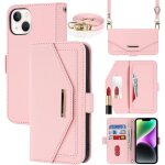 Kal - coque compatible avec iphone 14 etui avec cordon, flip portefeuille etui cuir, [5 porte cartes][miroir][ ...