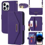 Kal - coque compatible avec iphone 14 pro etui avec cordon, flip portefeuille etui cuir, [5 porte cartes][miro ...