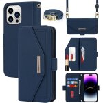 Kal - coque compatible avec iphone 14 pro max etui avec cordon, flip portefeuille etui cuir, [5 porte ...