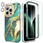 Kal - coque pour iphone 15 pro, 4 en1 paillette camra protection & verre tremp &bumper &housse etui ...