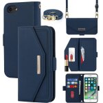 Kal - coque compatible avec iphone 7 plus / 8 plus etui avec cordon, flip portefeuille etui cuir, [5 ...
