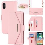 Kal - coque compatible avec iphone x / xs etui avec cordon, flip portefeuille etui cuir, [5 porte cartes][miro ...