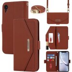 Kal - coque compatible avec iphone xr etui avec cordon, flip portefeuille etui cuir, [5 porte cartes][miroir][ ...