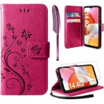 Kal - coque compatible avec samsung galaxy a14 4g / 5g, retro design pu etui housse en cuir portefeuille ...