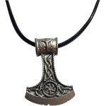 Kal - double hache viking, pendentif plaqu argent avec collier. amulette celtique de force et protection. ...