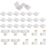 Kalanka - lot de 10 connecteurs de bande lumineuse led a 4 broches avec 20 clips de connecteur, blocs ...