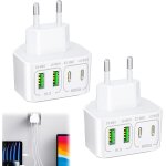 Kalanka - lot de 2 chargeur usb c 40w, adaptateur secteur rapide multiport (2x usb - c pd + 2x usb - ...