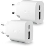 Kalanka - 2 pi��ces chargeur usb c, 25w 2 port prise usb - a & usb - c chargeur rapide adaptateur type ...