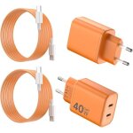 Kalanka - 2pack chargeur 40w pour iphone 17pro, 2 ports usb c chargeur rapide avec usb c c�ble de 2m ...