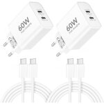 Kalanka - 60w 2 - port chargeur rapide usb c pour iphone 17e 17 pro max air, iphone 16 16e 15 pro max ...