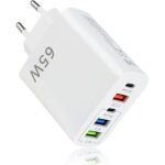 Kalanka - 65w chargeur usb c � 5 ports, chargeur rapide multi secteur avec technologie pd 20w et qc 3. ...