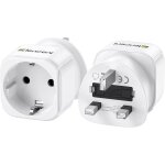 Kalanka - adaptateur de voyage type g compact et l�ger 2 - pack - europe fr vers uk, angleterre, irlande, ...