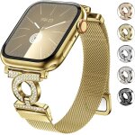 Kalanka - compatible avec bracelet apple watch 41mm 40mm 38mm bracelet rglable en acier inoxydable avec ...