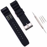 Kalanka - bracelet montre remplacement silicone noir 22mm pour seiko prospex marinemaster / samurai, ...