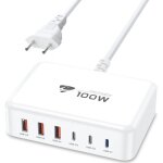 Kalanka - chargeur usb c, 100w 6 port chargeur rapide usb c multiple secteur 3 usb - c + 3 usb - a 3. ...