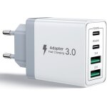 Kalanka - chargeur usb c, 40w 4 port prise usbc chargeur rapide iphone, multi secteur pd + qc 3. 1a type ...