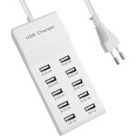 Kalanka - chargeur usb multiple, chargeur usb 50 w � 10 ports, chargeur rapide, station de charge pour ...