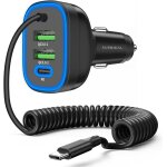 Kalanka - chargeur de voiture 72 w usb c, 4 ports, 12 v 24 v, double puce, type pd, charge rapide, avec ...