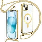 Kalanka - collier coque avec cordon pour iphone 15 plus, transparent rglable etui chain chaine housse ...