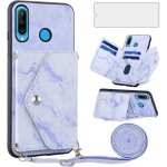 Kalanka - coque pour huawei p30 lite avec cordon et verre tremp� protecteur d'�cran rabat support cuir ...