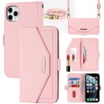 Kalanka - coque compatible avec iphone 11 pro etui avec cordon, flip portefeuille etui cuir, [5 porte ...