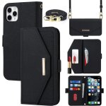 Kalanka - coque compatible avec iphone 11 pro max etui avec cordon, flip portefeuille etui cuir, [5 porte ...