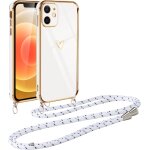 Kalanka - coque pour iphone 12 mini avec cordon de collier, galvanis¿¿ etui housse avec motif coeur d'amour, ... Kalanka - coque pour iphone 12 mini avec cordon de collier, galvanis¿¿ etui housse avec motif coeur d'amour, ...