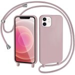 Kalanka - coque pour iphone 12 / iphone 12 pro avec cordon, collier etui silicone liquide avec tour de ...