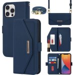 Kalanka - coque compatible avec iphone 12 pro max etui avec cordon, flip portefeuille etui cuir, [5 porte ...