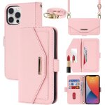 Kalanka - coque compatible avec iphone 12 pro max etui avec cordon, flip portefeuille etui cuir, [5 porte ...