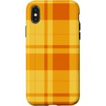 Kalanka - coque pour iphone x / xs jaune orange halloween plaid automne automne citrouilles