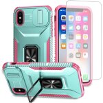 Kalanka - coque pour iphone xs max avec protection d'�cran en verre tremp�, cache cam�ra coulissant et ...
