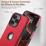 Kalanka - cuir coque pour iphone 16 pro max, premium pu cuir, classique de luxe, etui protection el�gante ...