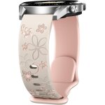 Kalanka - deux tons floral gravs bracelet montre compatible avec samsung galaxy watch 3 45 mm / galaxy ...