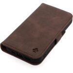 Kalanka - - etui en cuir pour iphone 14. support / coque / portefeuille / etui a rabat en cuir v�ritable ...