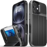 Kalanka - vcommute etui portefeuille en cuir avec fente pour carte et b�quille pour iphone 16, protection ...