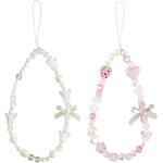 Kalcx - lot de 2 pendentifs pour t�l�phone portable y2k, cha�ne de t�l�phone portable en perles, cute ...