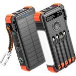 Kalcx - chargeur solaire avec cbles intgrs 20000mah batterie externe solaire 20w usb c battery pack ...