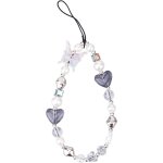Kalcx - sangle de tlphone a perles, joli bracelet de tlphone portable y2k en forme de coeur et de ...