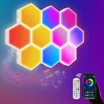 Kaltd - 10 pices panneau led mural hexagone gaming murale lampe sync avec musique smart rgb gaming ambiance ...