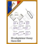 Kit 3 adaptateurs nano sim - micro sim - sim standard pour samsung iphone