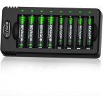Kit 4 piles aa avec 4 piles aaa nimh rechargeables avec chargeur, charge rapide