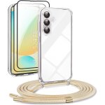 Kit 5 - en - 1 pour samsung galaxy s24 fe ¿ coque transparente protectrice avec bandoulire rglable, ...