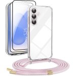 Kit 5 - en - 1 pour samsung galaxy s25 - coque transparente + sangle bandoulire rglable, 2 protge ...
