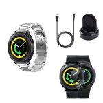 Kit bracelet acier stainless lux + outil + chargeur usb + film protecteur d'ecran en verre pour samsung ...