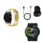 Kit bracelet acier stainless lux + outil + chargeur usb + film protecteur d'ecran en verre pour samsung ...