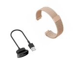 Kit bracelet milanese loop fermoir magn�tique + chargeur usb pour fitbit inspire hr - rose